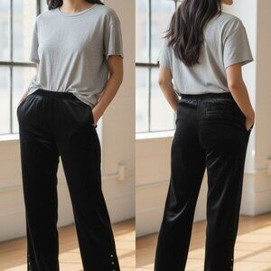 Brigitte Chicos Women's Black Button Accent Wide Leg Pants Size 3